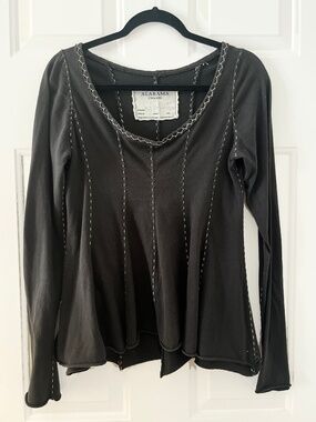 Alabama Chanin, Black Knit Tunic, S/M